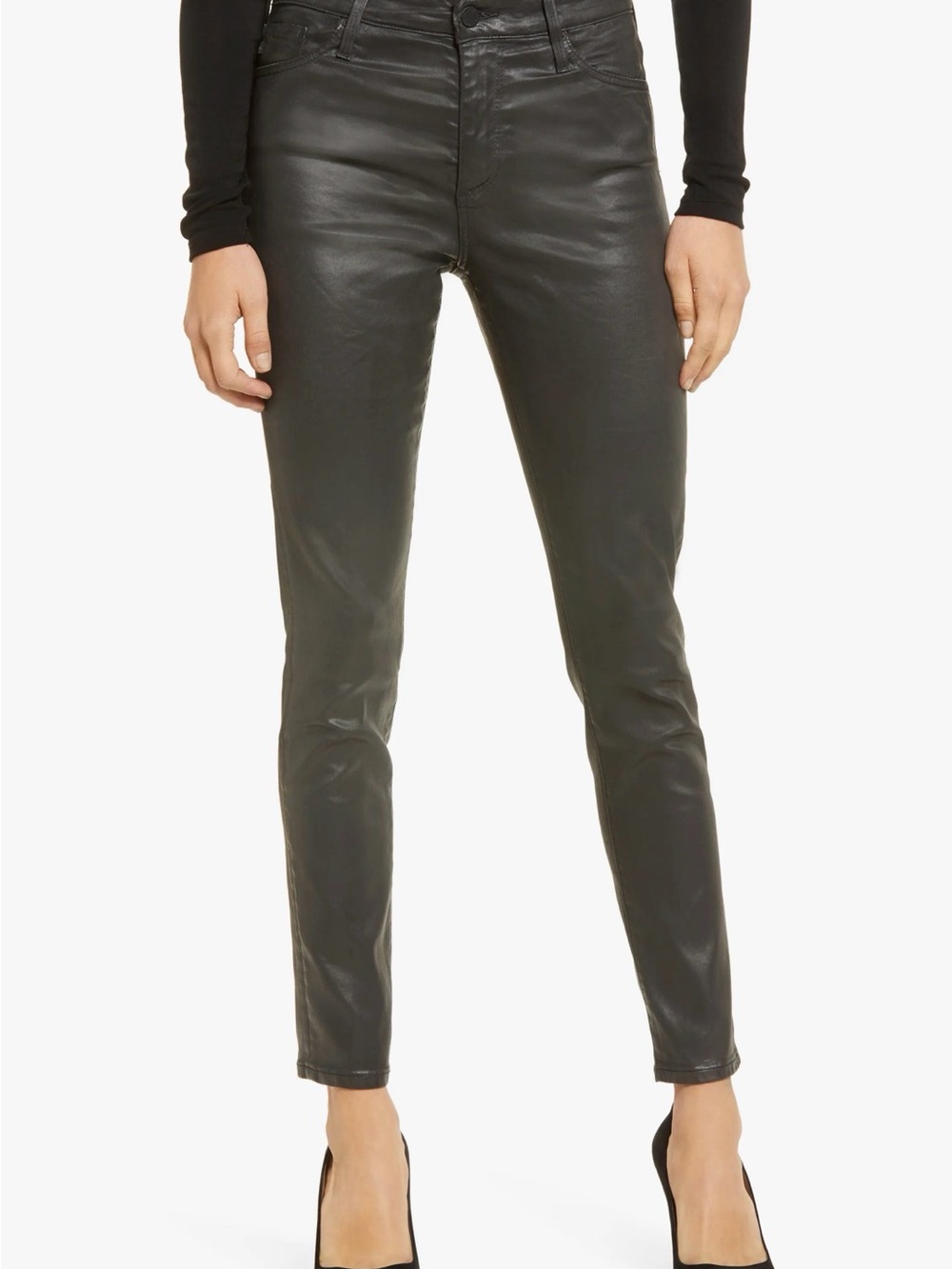 AG Denim Farrah Ankle High Rise Skinny Faux Leather Coated Jean